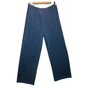 Vintage Slinky Blue Purple Pants Sz L Acetate Lycra Travel Knit Stretch Straight